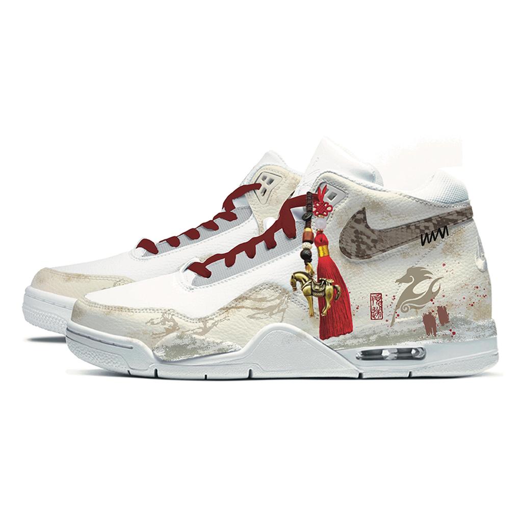 Nike Flight Legacy Golden Spear And Iron Horse Abrasion Resistant Abrasion Resistant Mid top Vintage Basketball Shoes BQ4212-101(Team1744-)