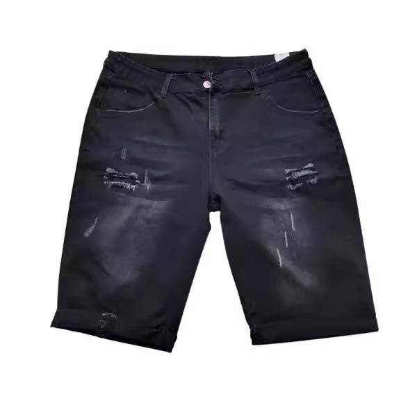 Cross-Border Elastic Ripped Jeans