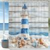 Blue Ocean Beach Seaside Lighthouse View Shower Curtain, Bathroom Decorative Shower Curtains, Home Curtain With Hooks