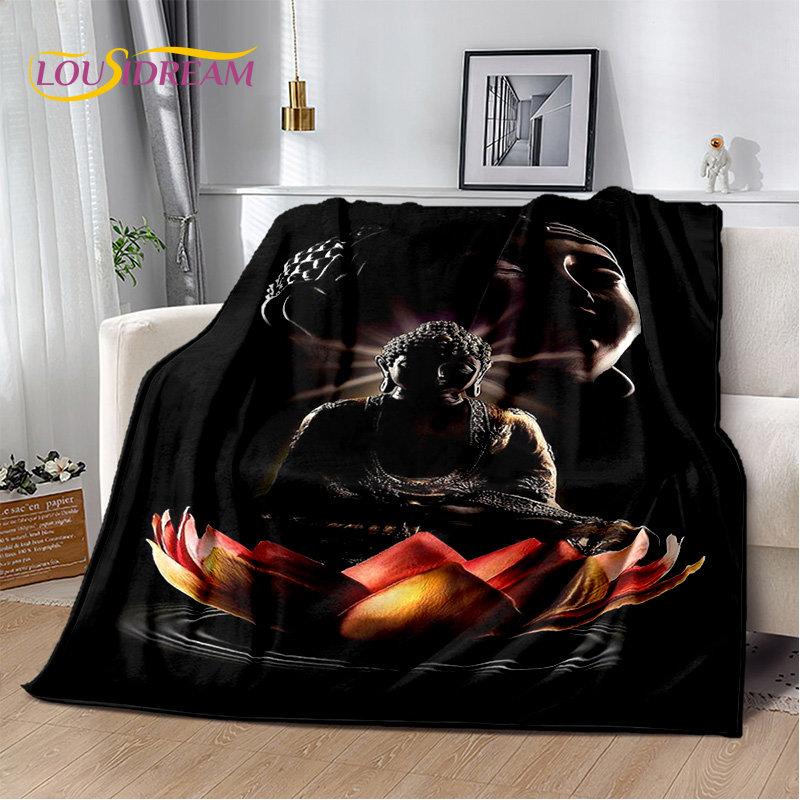 Buddha Sakyamuni Buddhisme Tro Religion Blødt Plys Tæppe, Flanel Tæppe Kastetæppe til Stue Soveværelse Seng Sofa Bed