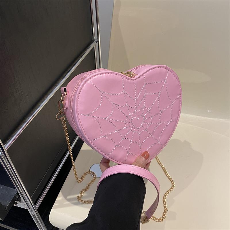 Premium Sense Cute Peach Heart Box Bag Women's Summer New Fashion Shoulder Bag Messenger Bag