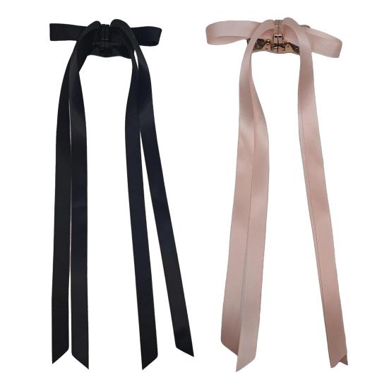 2Pcs Hair Claw Bow Shape Decorative Long Ribbon Hair Clip Powerful Holding Technology Seamless Magnetic Suction Design Hair Pin