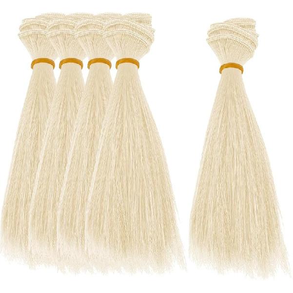 DICOSMETIC 5 Adet Bebek Peruğu Bebek Saçı 15.5cm Düz Kısa Bebek Saçı Yüksek Sıcaklık Fiber Bebek Saçı Atkıları Bebek Yapım Kitleri Bebek Saç Uzantıları Buğday