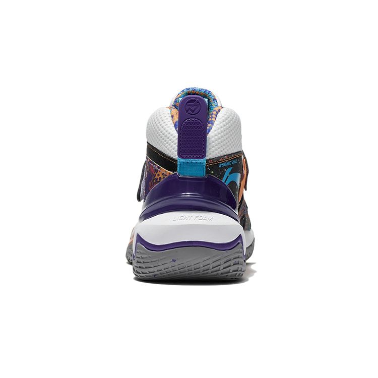 Li Ning Pioneer Premium 2.0 Shock Absorbing Anti-Slip Durable Mid-Top Basketball Shoes Kids Basketball Shoes White Black Orange YKBS002-1