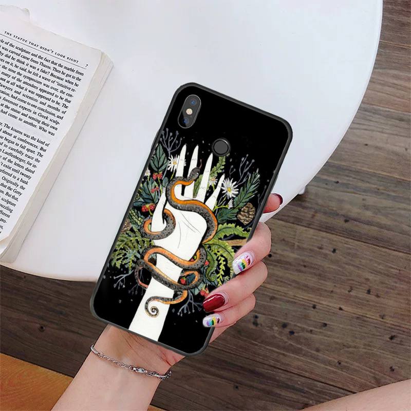 Hand Snake Flower Snake Painting Art Phone Case For Xiaomi Redmi 4X 5Plus 6A 7 7A 8 8A Redmi Note 4 5 7 8 9 Note 8T 8Pro 9Pro