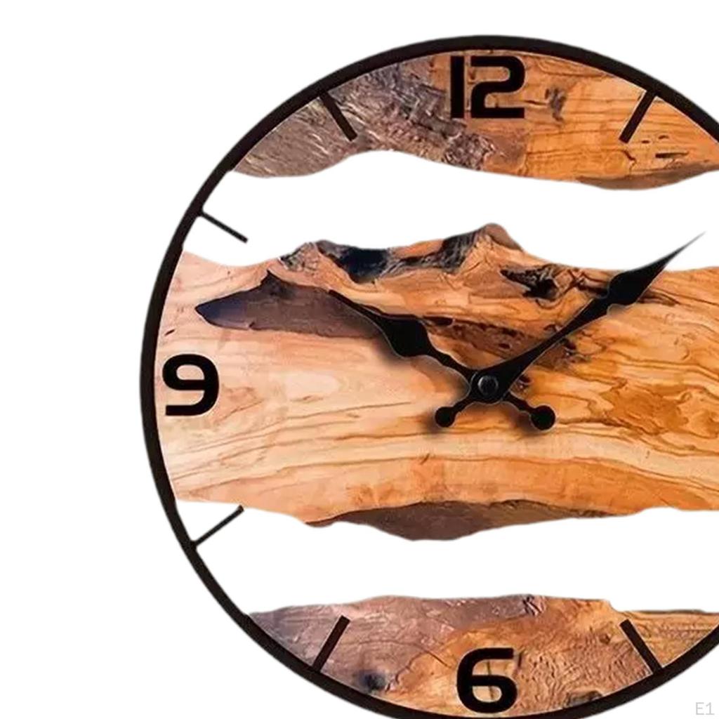 Wood Wall Clock Decorative Art 11.8 Inch Timepiece for Dining Room Office Bedroom Kitchen