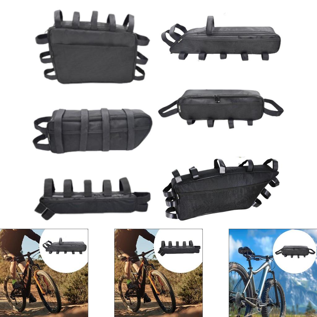 Frame Storage Bag Front Pouch Holder Container Zipper Electric Bike Power for Mini Air Pump Trip