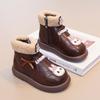 [Kids Cartoon Fleece Lined Ankle Boots Winter Warm Cotton Boots for Girls Toddler Martin Boots with Thick Sole]