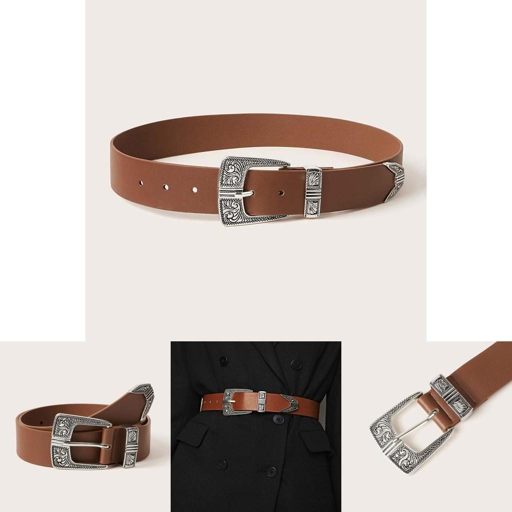 Bohemian Retro Womens Wide Leather Belt With Round Metal Closure For Festival Artwear And