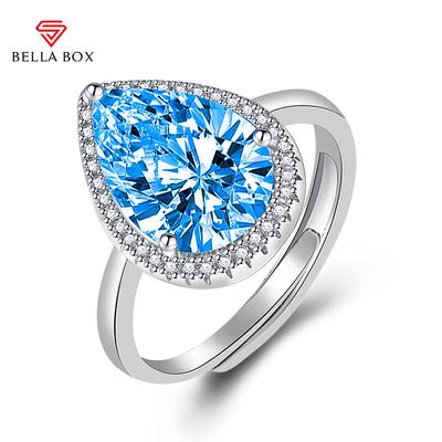 Pear Shaped Opening Resizable Drop Rings For Women Zircon Engagement Party Fine Jewelry Gift