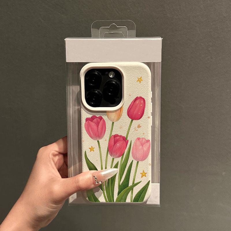 Tulip Flowers And Star Patterns Phone Case For IPhone 17 16 15 14 Pro Max 12 11 13 XS X 16 Plus 16e Shockproof Cover