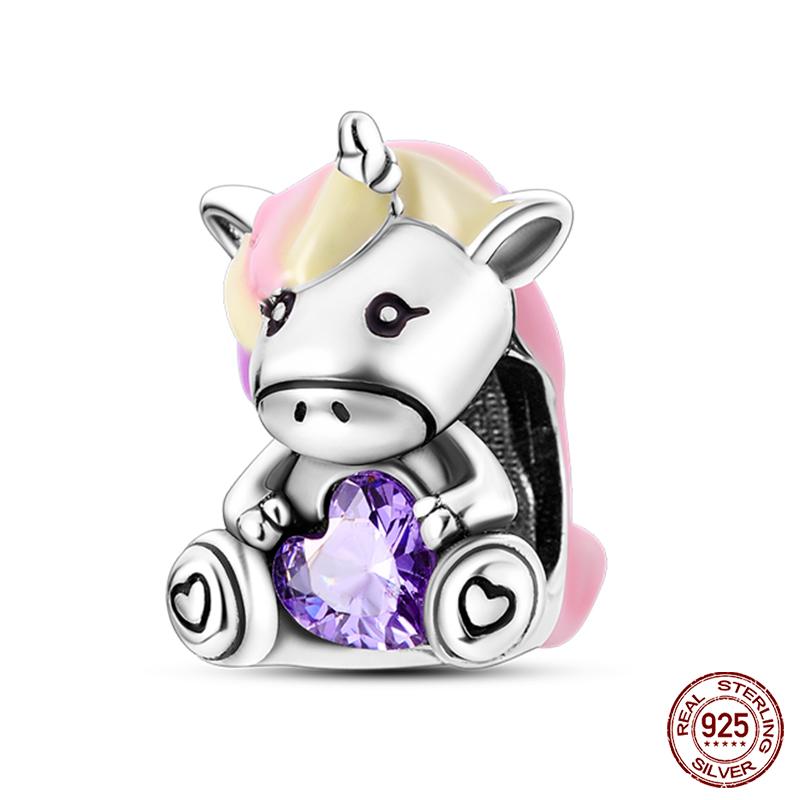 Real Copper Pink Rabbit Cat Dog Animal Charms Beads Fit Qikaola Original Bracelets Diy Birthday Jewelry Making