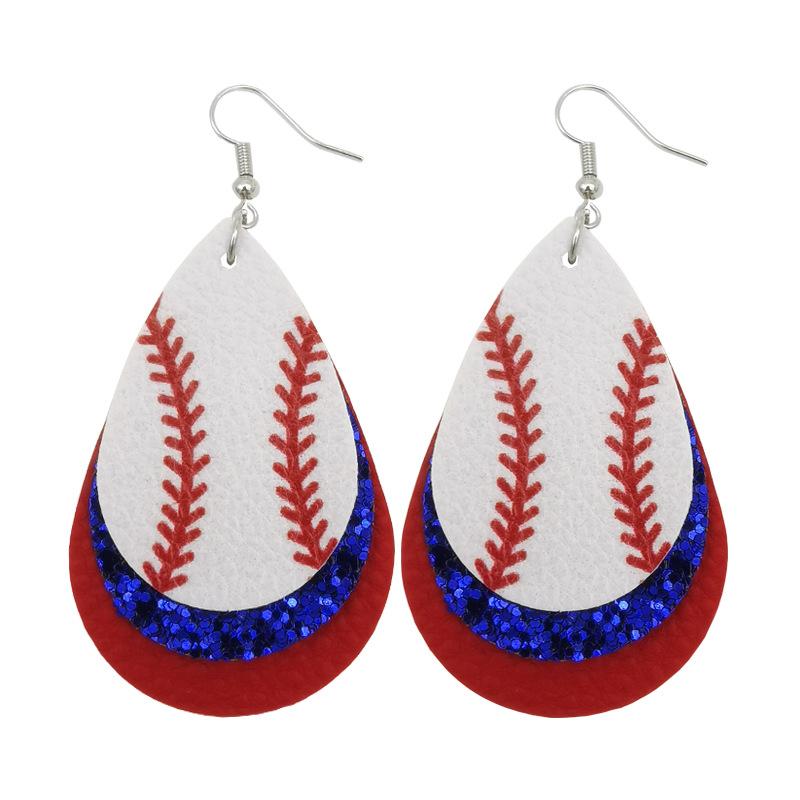 American Sports Baseball Leather Earrings