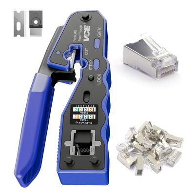 VCE RJ45 Sıkma Aleti Penetrasyon Tipi RJ45 Girişim Kolay Uyumlu + Konnektörler, 25 Parça Set, CAT6, CAT5E, CAT5, Korumalı, Önleme, Kablolama,