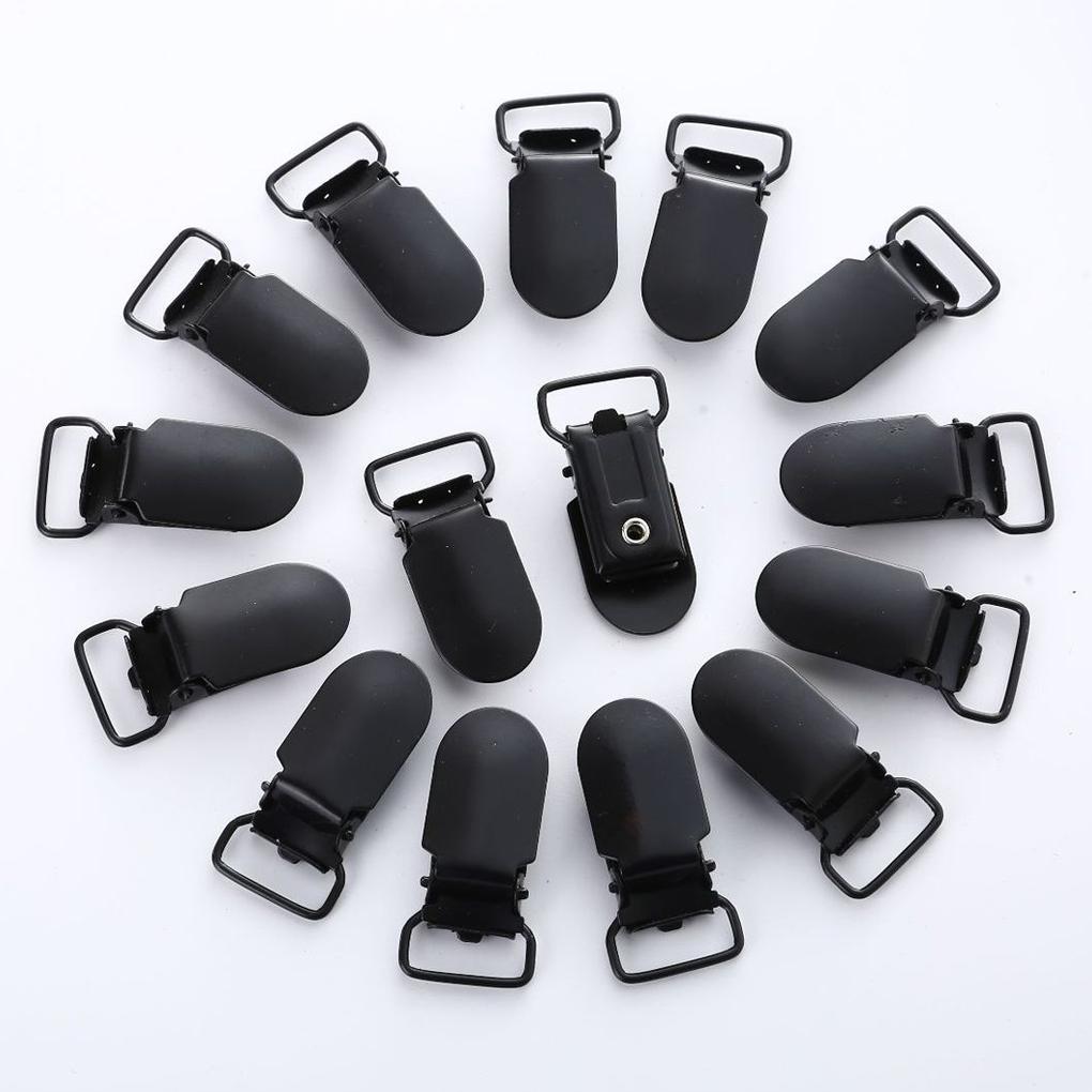 10 Pcs 14mm Solid Black Suspender Clips–Fashionable Buckle, Bed Sheet Clips for Easy Sewing, Practical Sewing Accessories