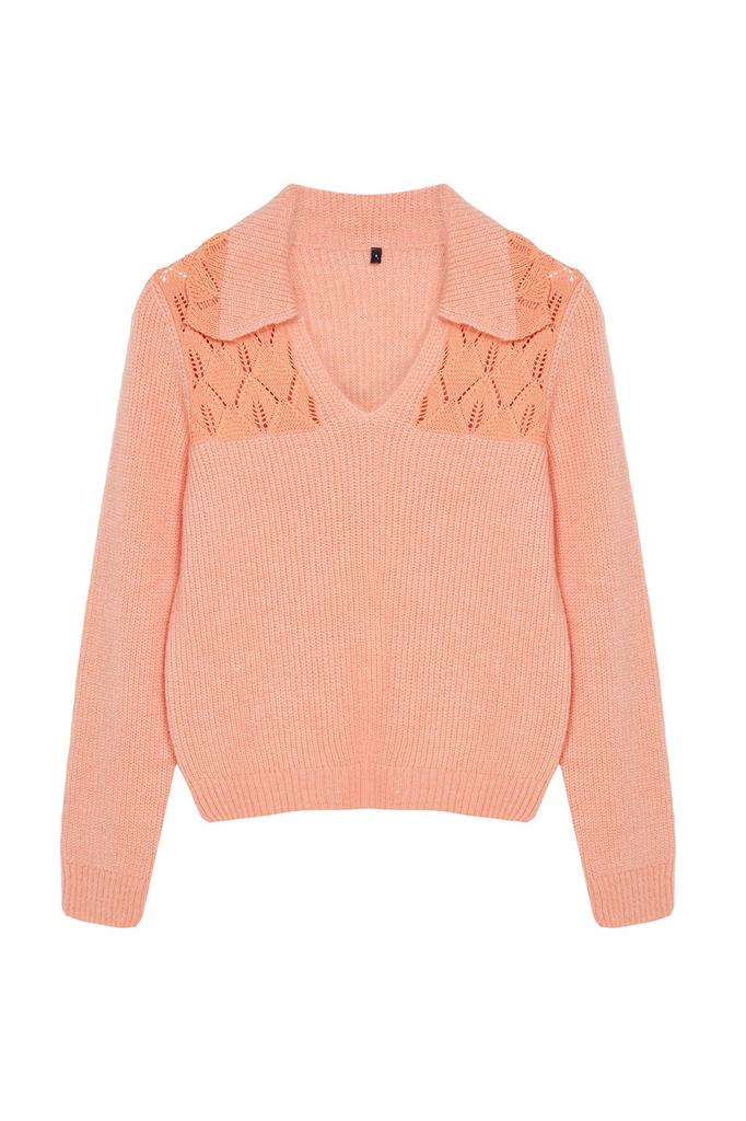 Women's Elegance Style Sweater Stone Embroidery Detailed Knitwear Sweater