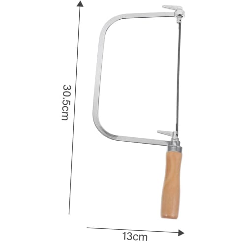 DFsucces Jigsaw, Hacksaw Frame, U-Shaped Decorative Cutting Saw, Steel Frame, Manual, for Stonework and Thin Woodworking, 4 Replacement Blades, Multi-
