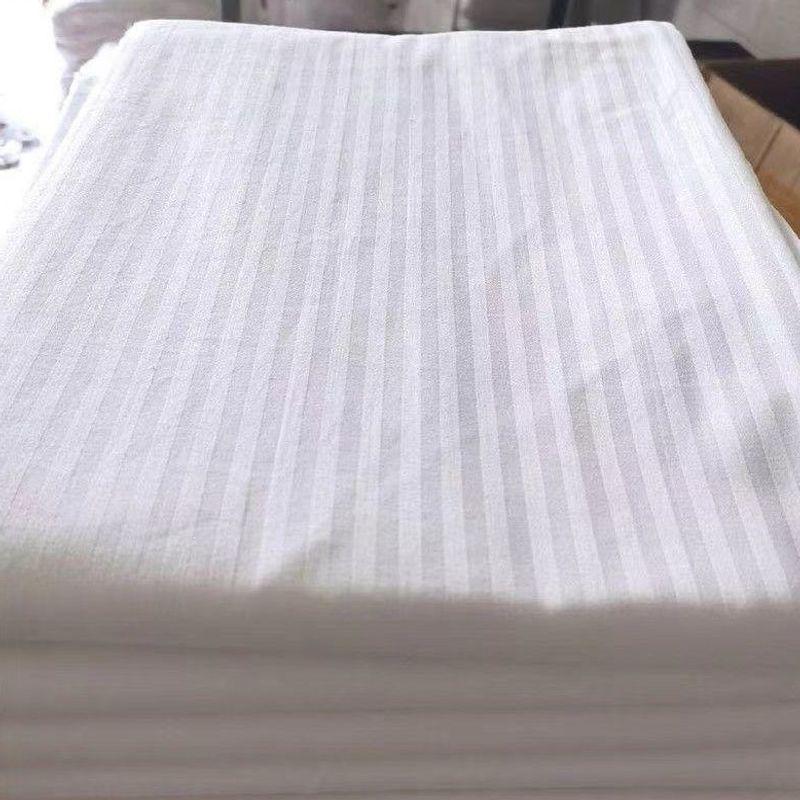 Pure White Satin Stripe Hotel Bedding: Solid Color Single Sheets