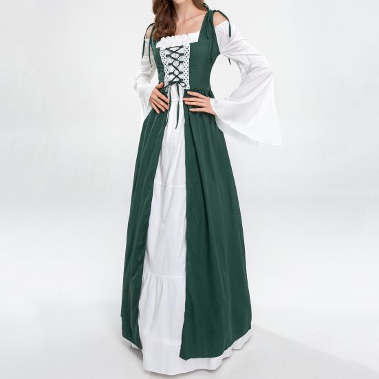 Halloween Dress Maxi Square Neck Royal Vintage Tight Waist Cosplay Dress for Party