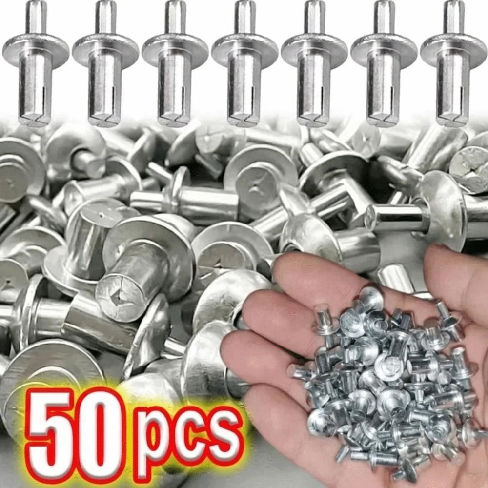 50Pcs Round Head Expansion Rivets Aluminum Alloy Piercing Rivets  Construction Use