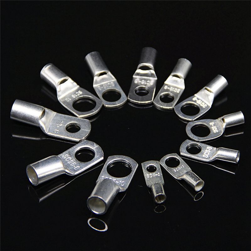 BHBL 100PCS Peeking Copper Tube Terminal Copper Nose Terminal + 120PCS Black Heat Shrinkable Tube