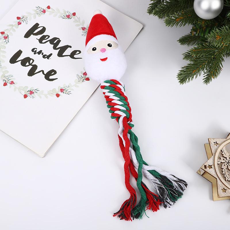 Pet Christmas Dog Teething Toys: Cute Cartoon Cotton Rope for Teeth Cleaning