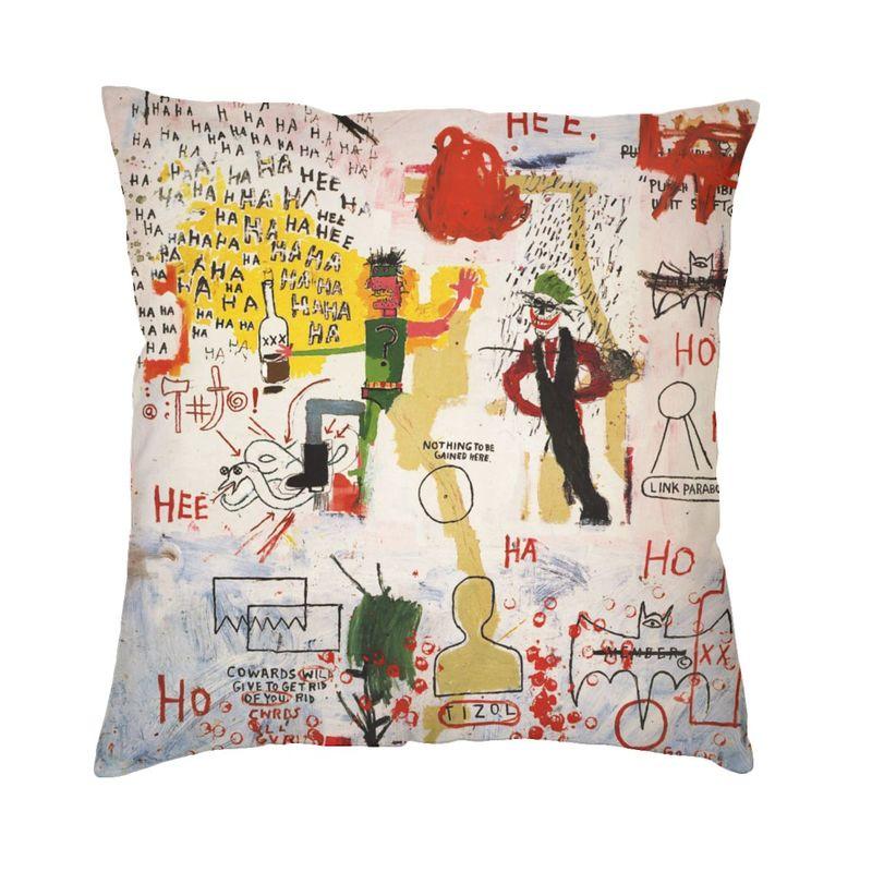 Basquiats New York Street Graffiti Cushion Cover 60x60cm Polyester Throw Pillow Case for Sofa Square Pillowcase Home Decorative
