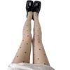 Women Sexy Ultra-Thin Sheer Silky Tights Japanese Sweet Bowknot Polka Dot Heart Printed See Through Pantyhose Stockings
