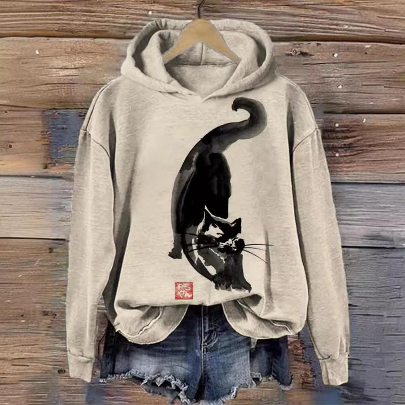 Womens Oversized Hooded Sweatshirt With 3D Digital Print Streetwear Long Sleeve Top Fall Winter