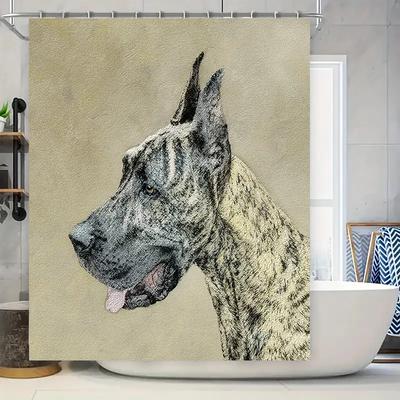 Stylish Dog Head Print Shower Curtain Waterproof Fabric Bathroom Decor for Pet Lovers