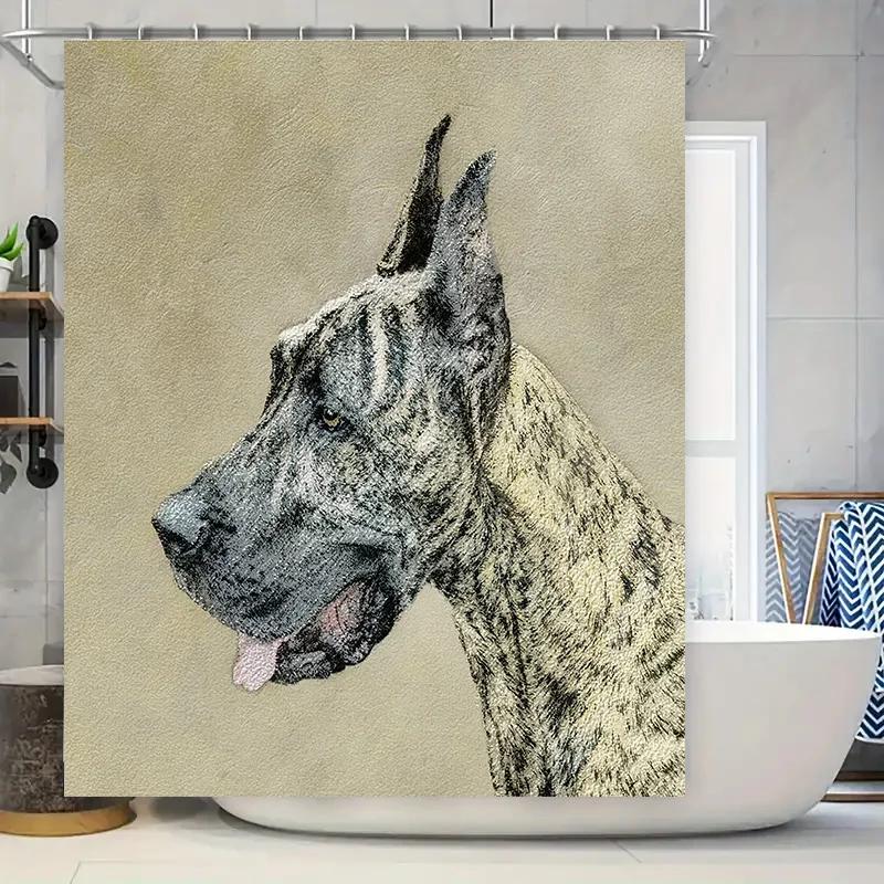 

Стильная шторка для душа с принтом головы собаки, водонепроницаемая ткань, декор для ванной комнаты для любителей домашних животных W90xH180cm