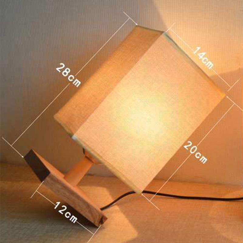 Tischleuchte LED Massivholz Stabiler Sockel Moderner Lampenschirm Nachtlampe für Hotel Schlafzimmer Druckschalter mit LED-Lampe