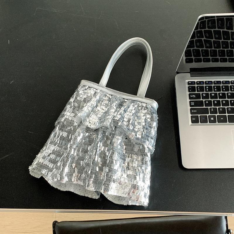 New Commuter Tote Bag Women's Creative Pleated Design Handbag Bag Women's Light Luxury Niche Sequined Bag