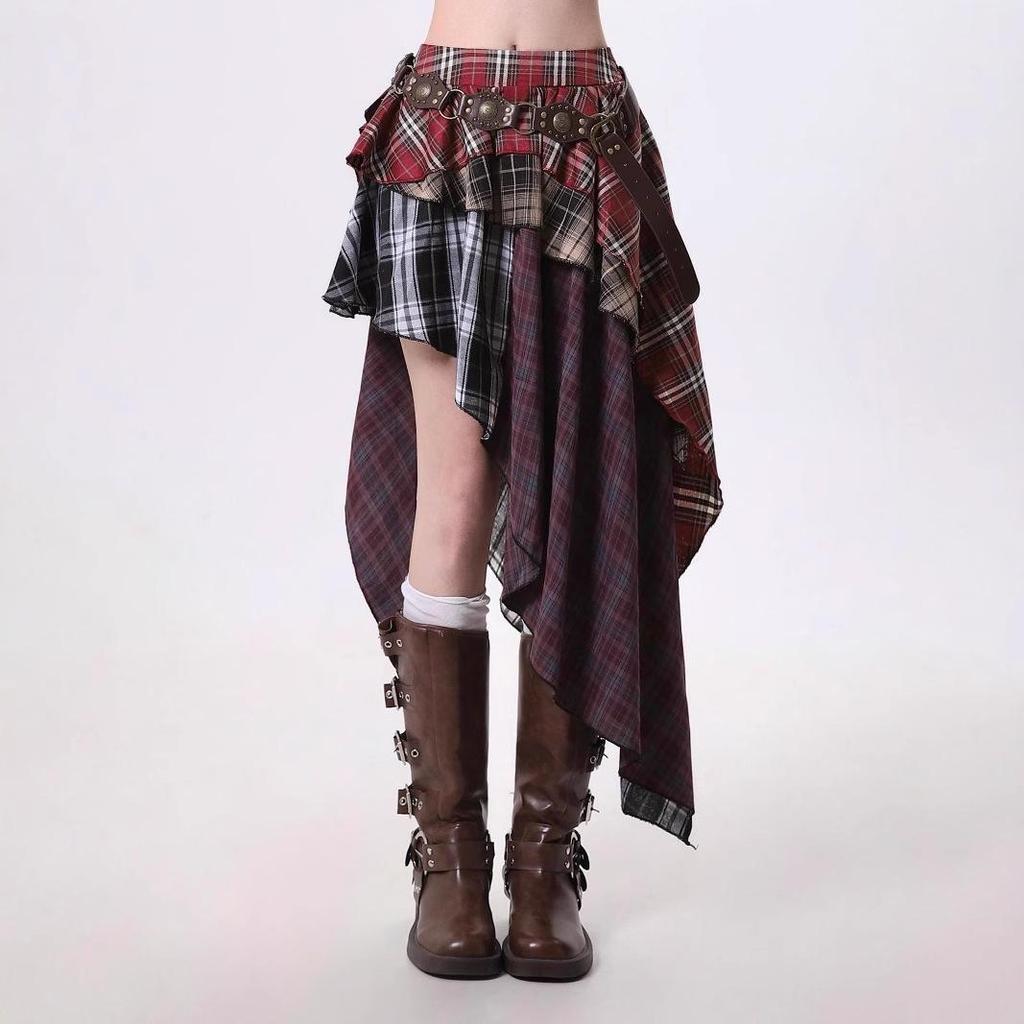 Retro Y2K Plaid Pleated Mini Skirt - High Waist, Sporty Style, Spring/Summer Fashion for Women
