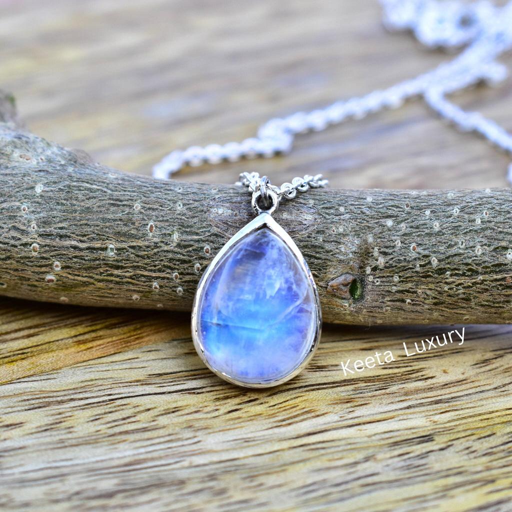 Moonstone necklace, moonstone teardrop Necklace , Genuine moonstone Boho necklace  , crystal necklace for mother's day , gift for her