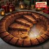 3D Vision Fire Pit Rug Anti-slip Living Room Decoration Round Carpet Waterproof Rugs for Bedroom Washable Bedside Creative Mat