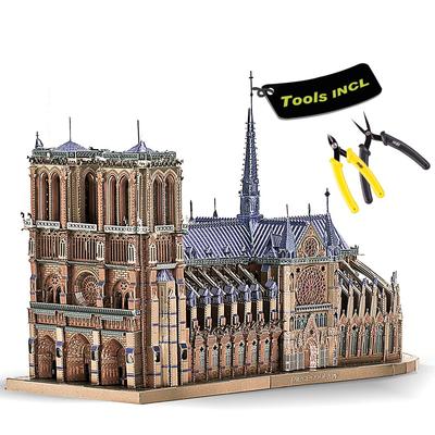 Piececool 3D Notre Dame Metallic Nano Made of Assembly Tools No Glue 5 Star Difficulty For Collection Figurine Puzzle, Cathedral/Tool Set, Puzzle,