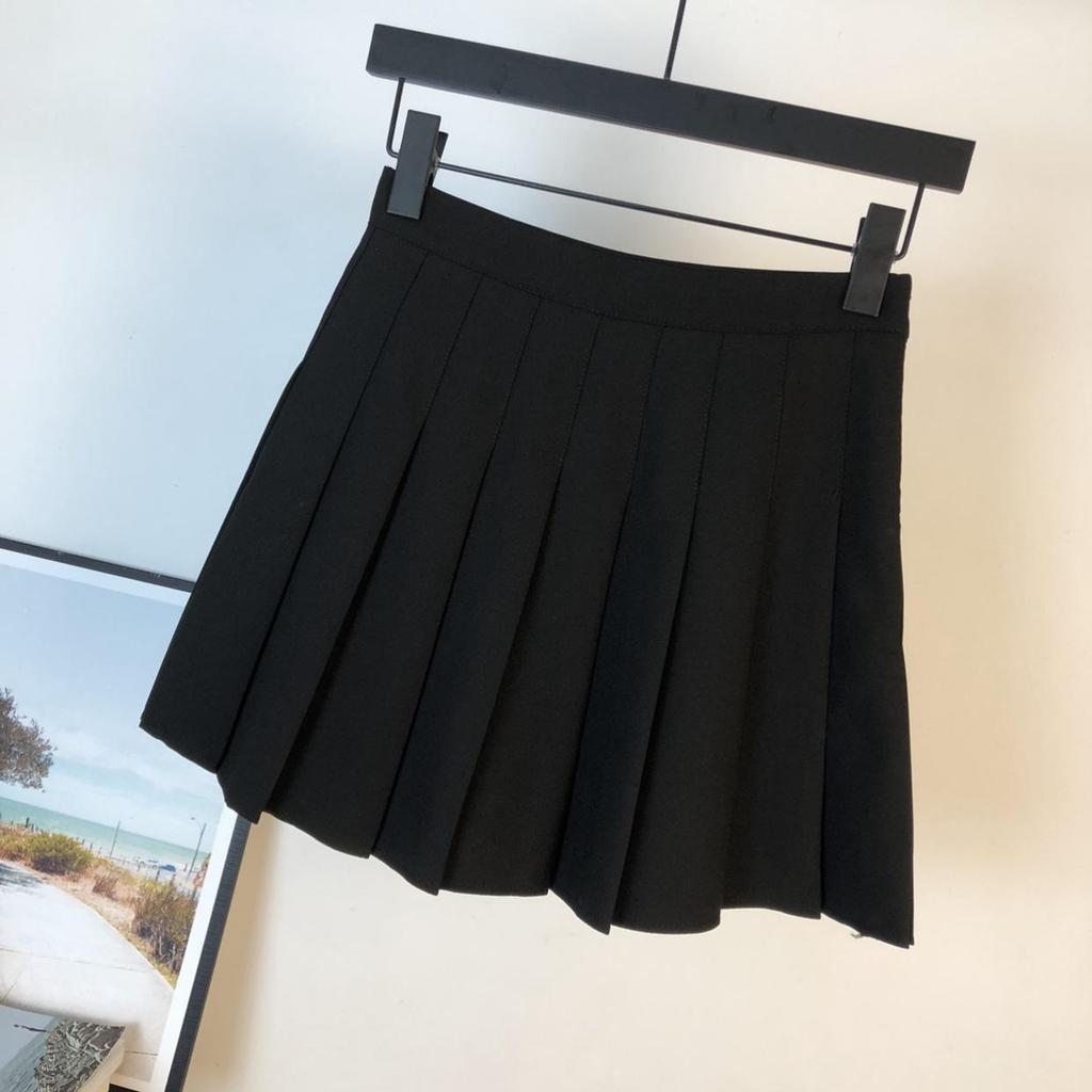 Japanese Style High-Waisted Pleated Skirt: Slim, Anti-Exposure A-Line with English Letter Print - Versatile for Spring and Autumn
