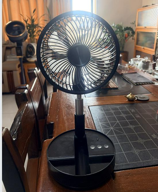 8-Inch Portable Folding Fan with Timer, Telescopic Swivel Head, USB Charging, Remote Control, for Household or Bedside Use.