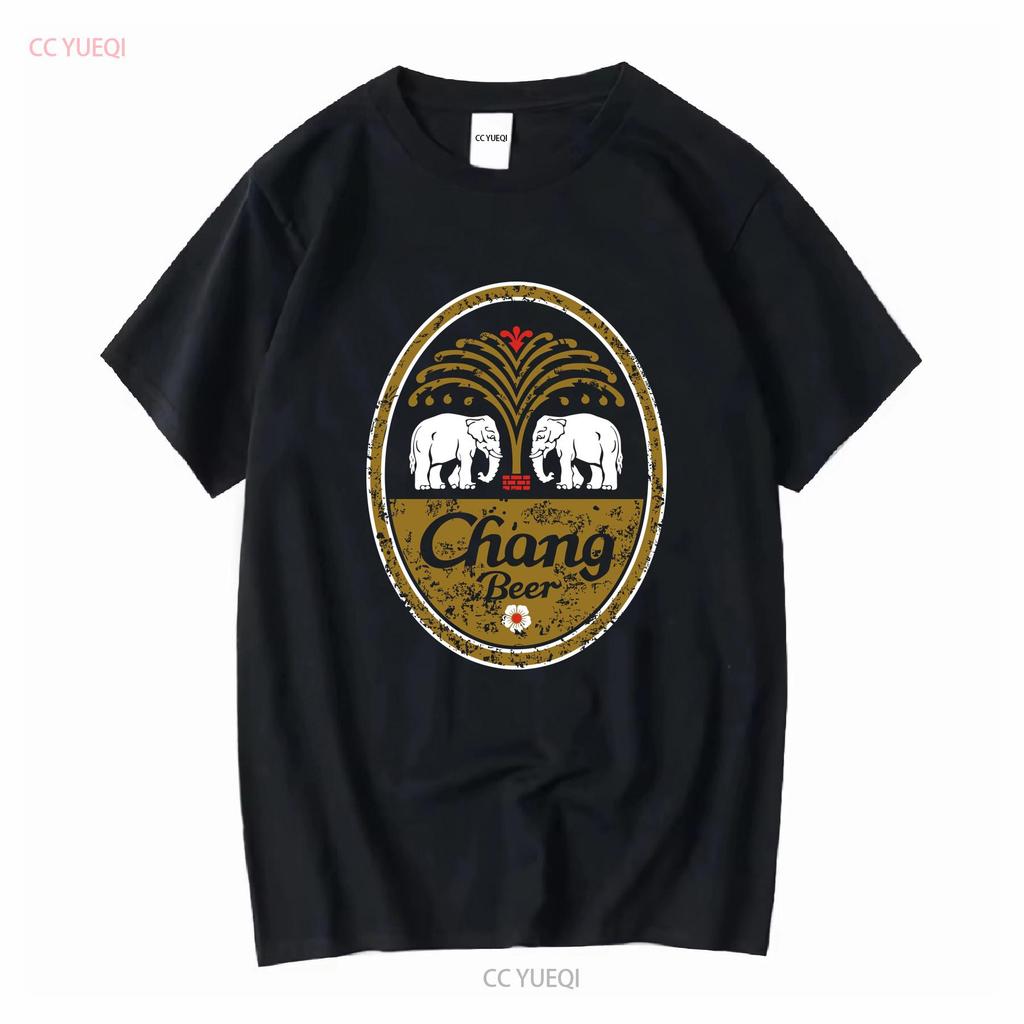 Chang Beer Vintage Logo T Shirt Grey Long or Short Sleeves Vintage Washed Versatile Streetwear Homme Stylish Unisex Casual Soft