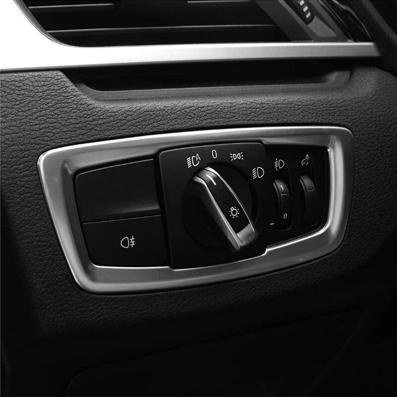 Car Headlight Switch Protection Trim Headlights Switch Decoration Circle Sticker for BMW X1 F48 2016-2022 LHD Accessories
