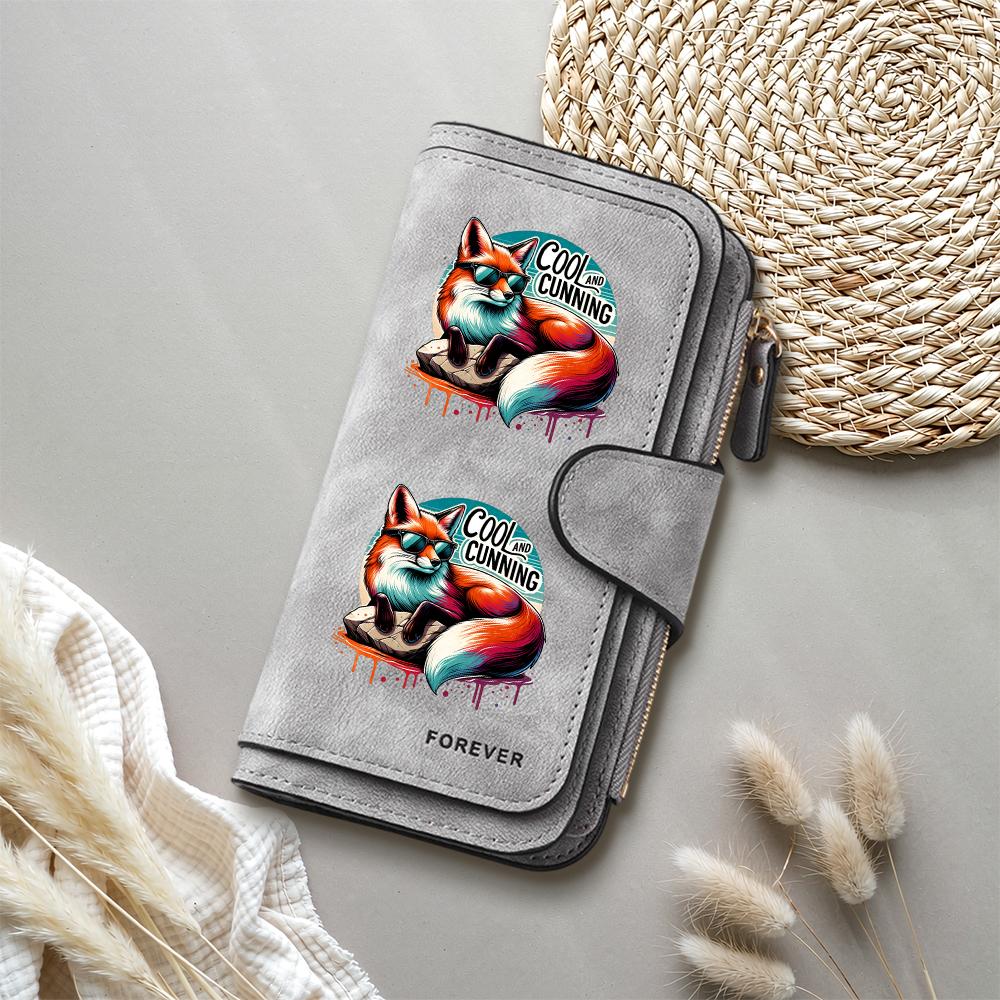 Cool Cunning Fox Printed Long Wallet Fashion Large Capacity Card Holder Casual Portable PU Leather Purse for Daily Use