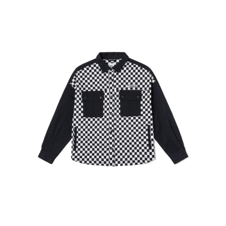 Vans Comfortable Fashionable Personalized Warm Long Sleeve Shirt Women Shirts Black Checkered VN000NFAEC5