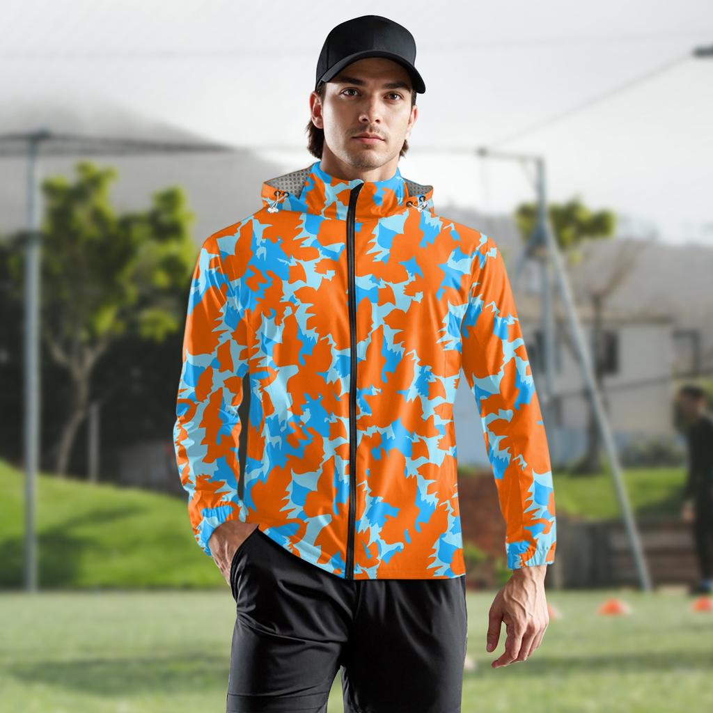 Children's Adult Fashion Printed Hooded Training Windproof Rainproof Sunscreen Sports Jacket Running Fitness Quick Dry Jacket