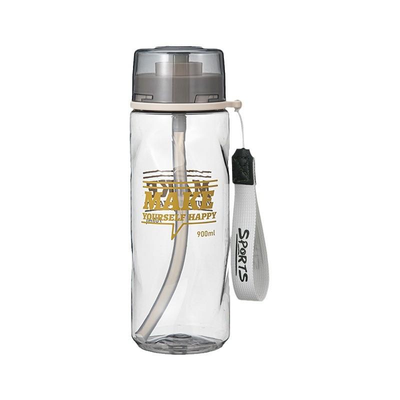 Water bottle simple transparent large capacity plastic cup student fitness sports straw cup outdoor portable rope cup wholesale