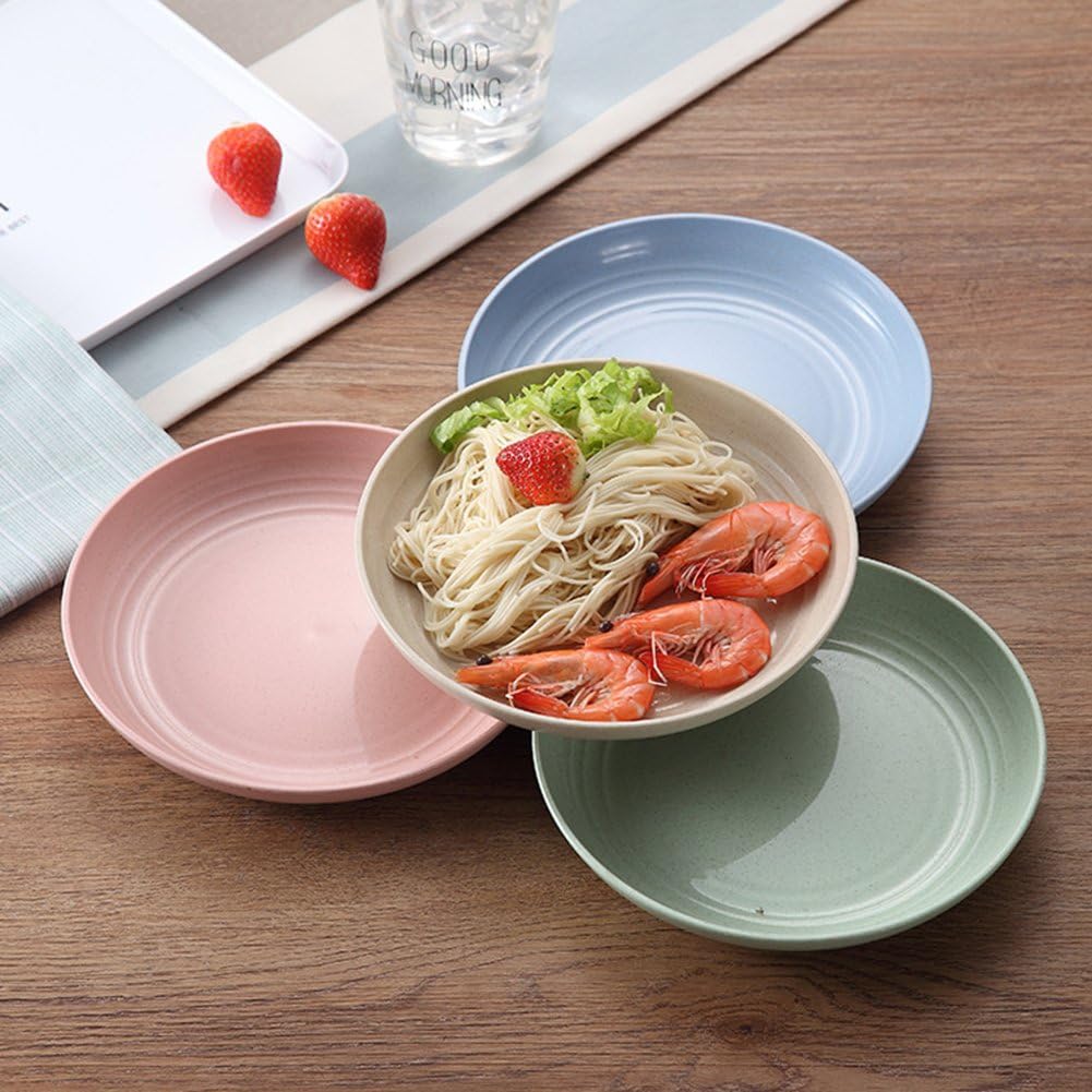 Wheat Straw Plate Fruit Plate Plastic Spitting Bone Plate Easy Cleaning Microwave Solid Color Tableware