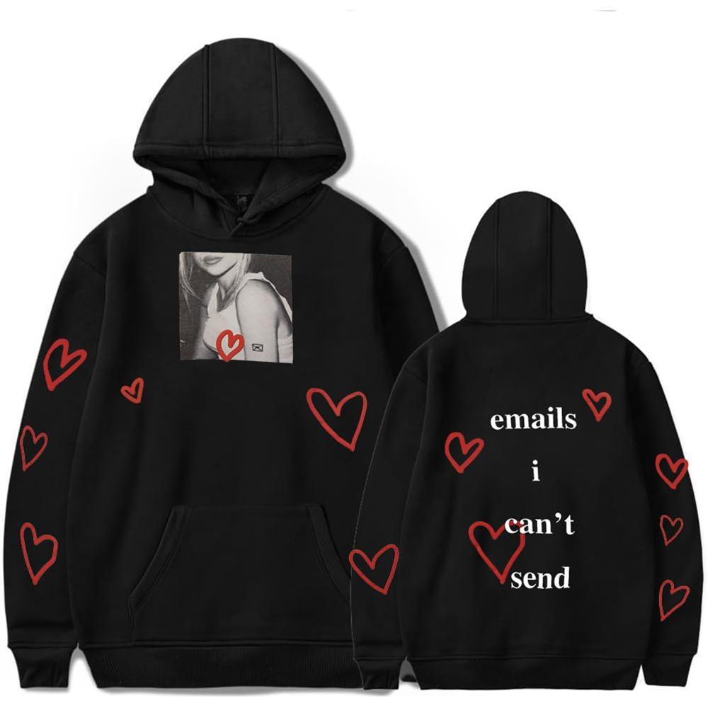 Sabrina Carpenter Heart Sweatshirts Emails I Can't Send Merch Hoodies Women Men Casual Long Sleeve Loose Classic Simple