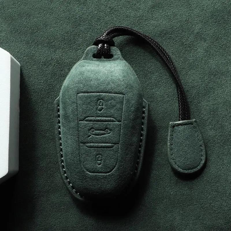 Suede Faux Leather Car Key Case Cover Protective for New Peugeot 206 208 207 3008 308 2008 107 508 607 Accessories