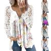 Women's T-shirt Printed Lace Sleeve Printed Top