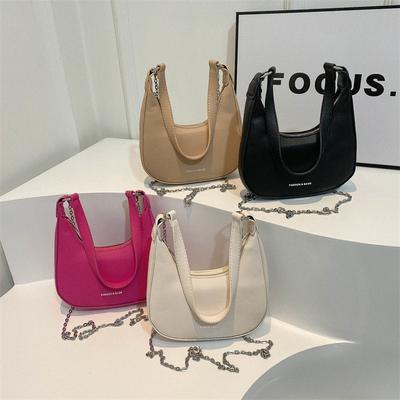 Women'S Bag Fashion Shoulder Bag Texture Pu Crescent Bag Niche Versatile Chain Messenger Bag Armpit Bag